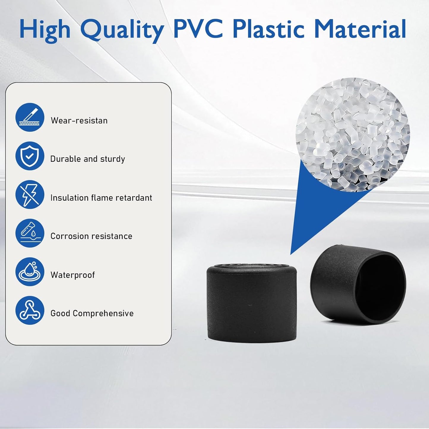 4 Pcs 1-1/4" Round Rubber Chair Leg Caps, PVC Table Leg Covers, Flexible & Anti-Slip Furniture Leg End Caps, Chair Leg Floor Protectors for Bar Stool Leg Patio Indoor, Black