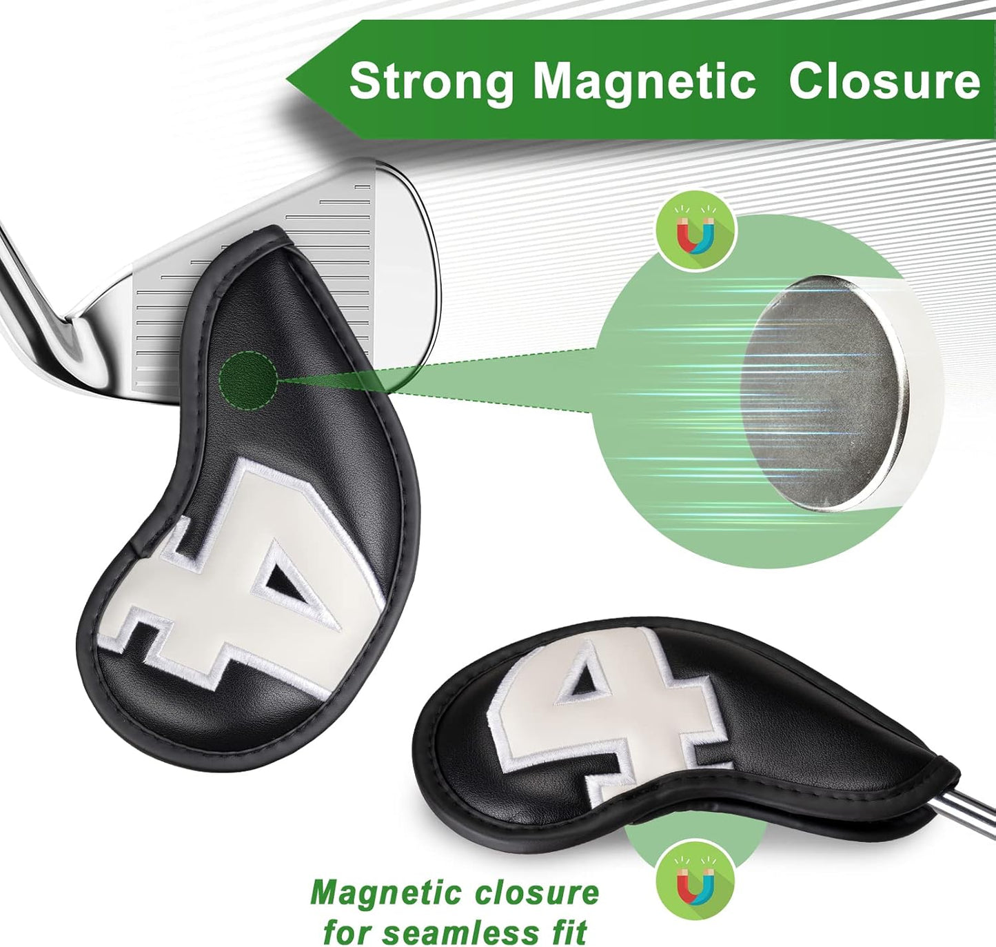 CRAFTSMAN GOLF 12pcs or 1pc Thick Synthetic Leather Golf Iron Head Covers Set Headcover Fit All Brands Callaway Ping Taylormade Cobra Etc. Also Custom Name