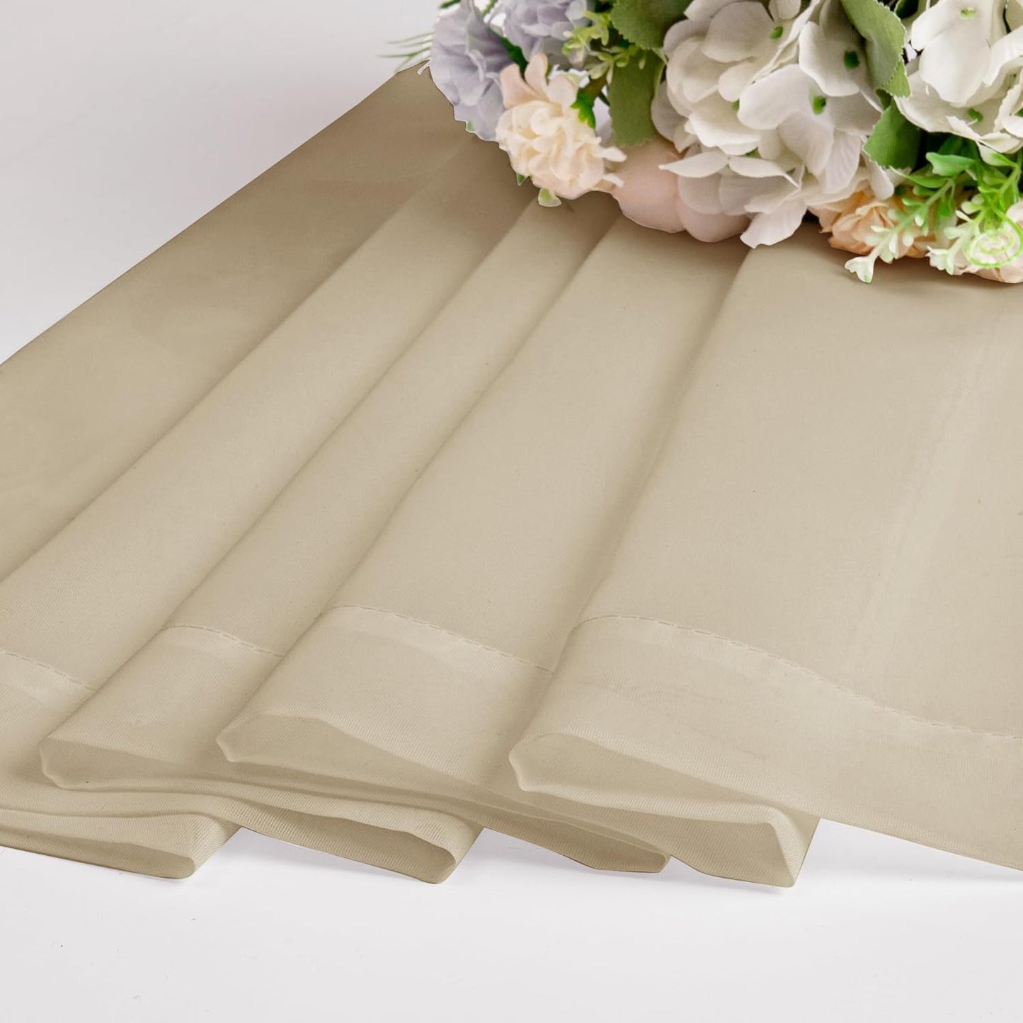 Chyhomenyc Sheer Taupe Curtains 90 inches Long 2 Panels, Light Filtering Soft Airy Solid Elegant Voile Window Treatment Drapes for Bedroom Living Room Wedding Party Decor, 42 Wx90 L Inches