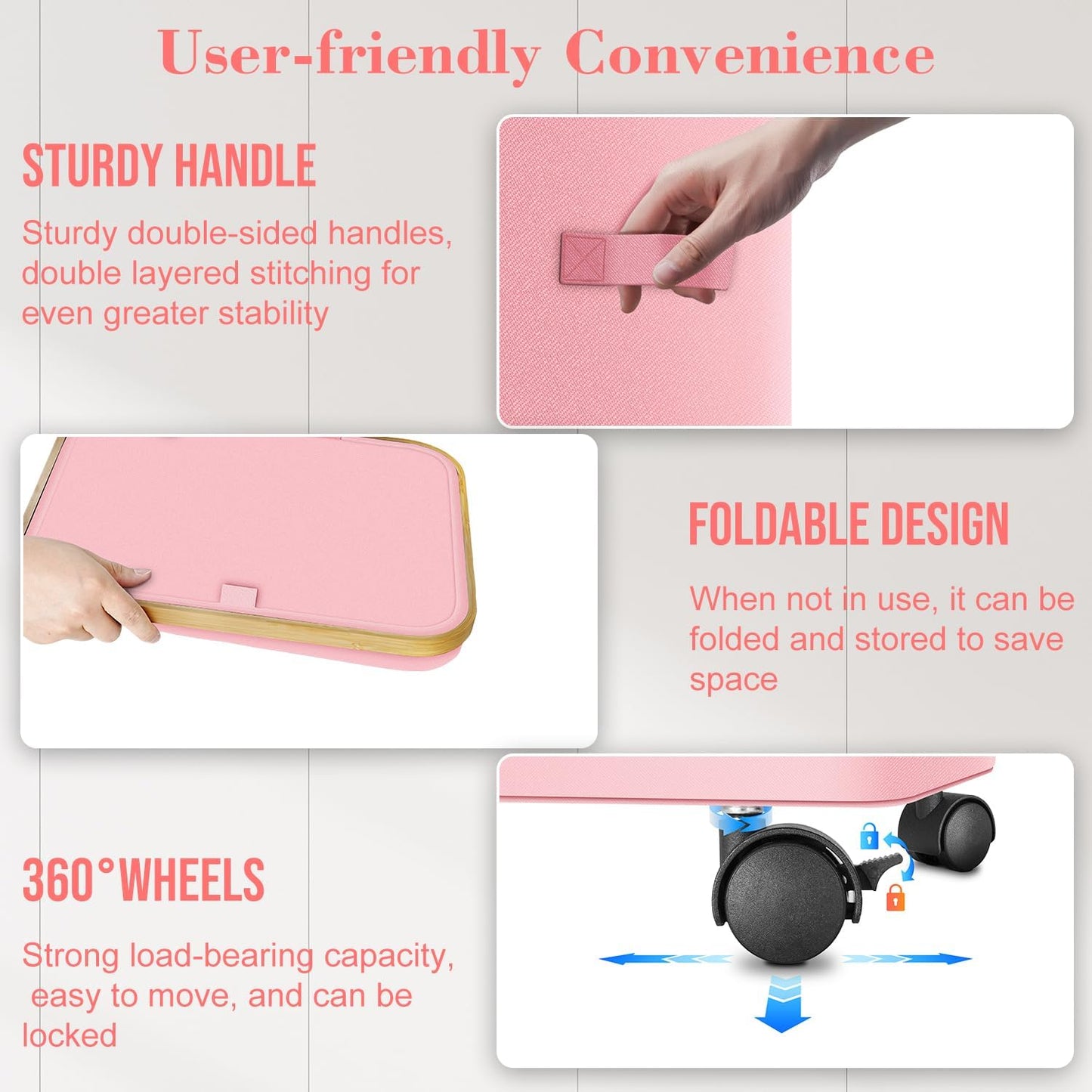 Laundry Hamper with Wheels,29 Gal (110L) Laundry Basket with lid Rolling Clothes Hamper Foldable Dirty Clothes Basket on wheels with Bamboo Frame and Bag for Bedroom, Dorm, Laundry Room-Pink