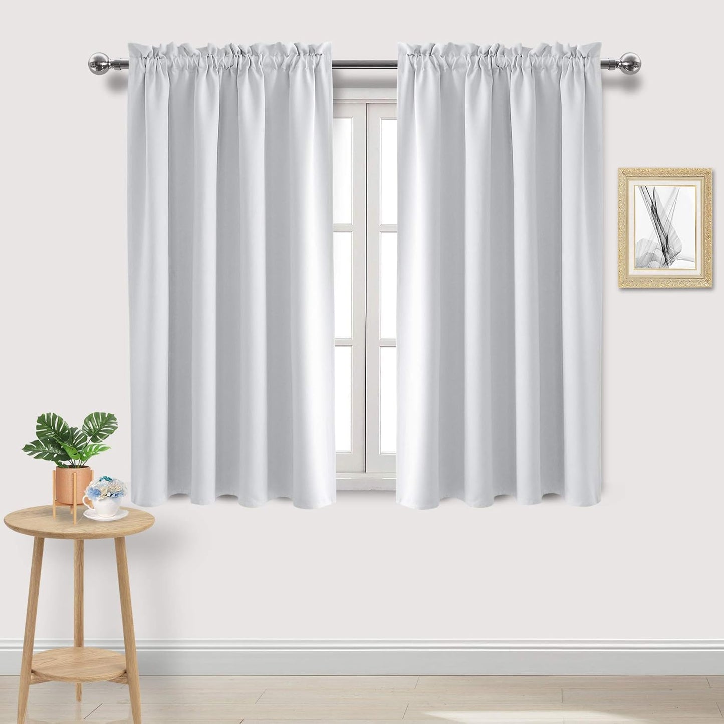 DWCN White Room Darkening Blackout Curtains - Thermal Insulated Privacy Energy Saving Window Curtain Drapes 52 x 45 inch Length, Set of 2 Bedroom Living Room Curtains