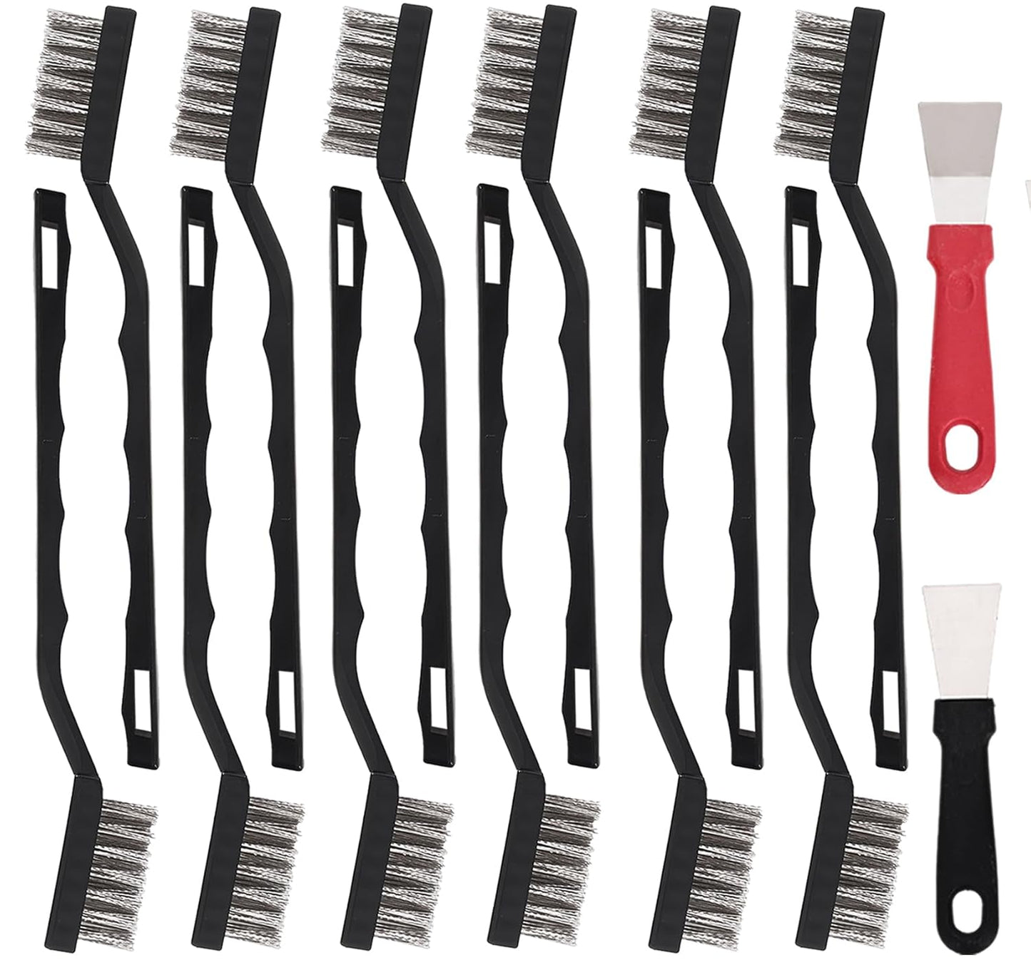 12 Pcs Mini Stainless Steel Wire Brush Set, Wire Scratch Brush with Curved Handle, Cleaning Weld Slag and Rust