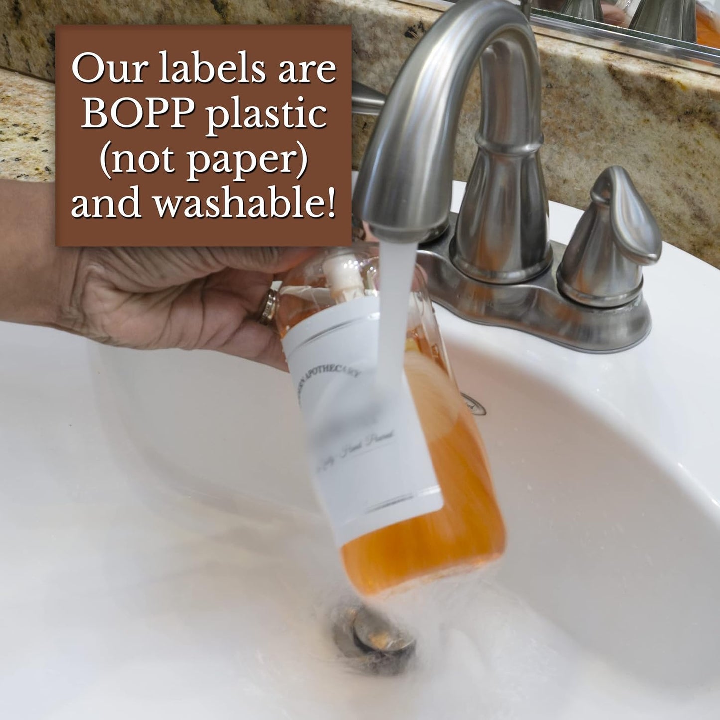 Refillable Clear PET Plastic 16 oz Body Wash Bottle with Stainless Steel Pump Dispenser - Chrome Accent Waterproof Labeled Bottle