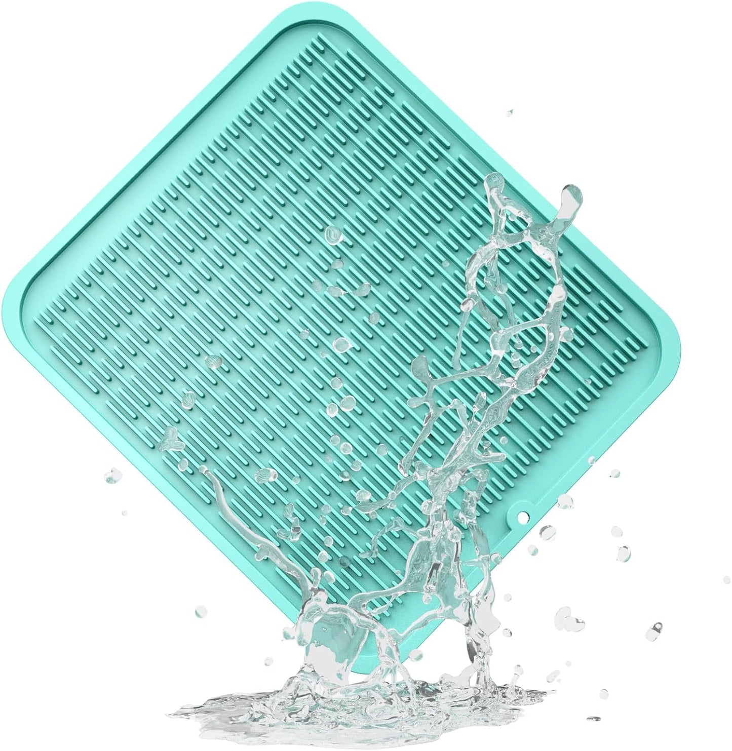 ZLR Silicone Dish Drying Mat for Kitchen Counter, Eco-Friendly Fast Dry Dish Mat, Easy Clean Multi Usage Drying Matt, Heat Resistant Trivet, 16" x 18" XL, Mint Green