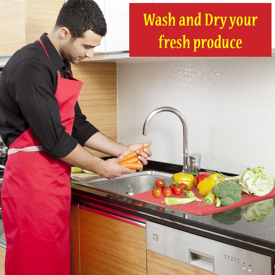 Dualplex® Fruit & Veggie Life Extender Liner for Fridge Refrigerator Drawers, 12x15 Inches (4 Pack) – Extends The Life of Your Produce & Prevents Spoilage (Red)