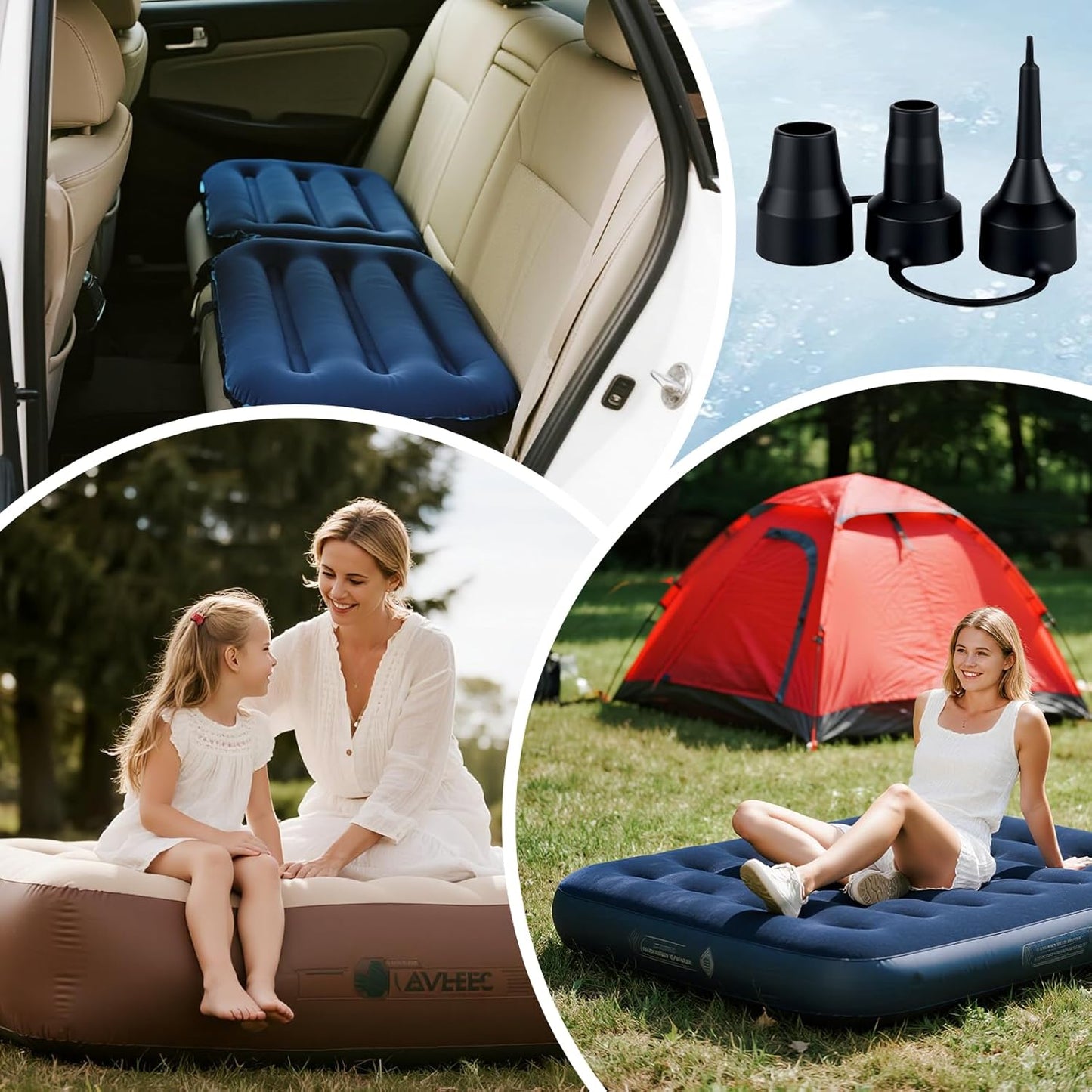 3 Size Air Pump Nozzle Replacement Set - 2 Sets Universal Plastic Inflatable Nozzles, Black Inflatable Pump Nozzles Head, Air Pump Inflator Adaptor Accessory for Inflatable Bed Mattress, Pool Floats