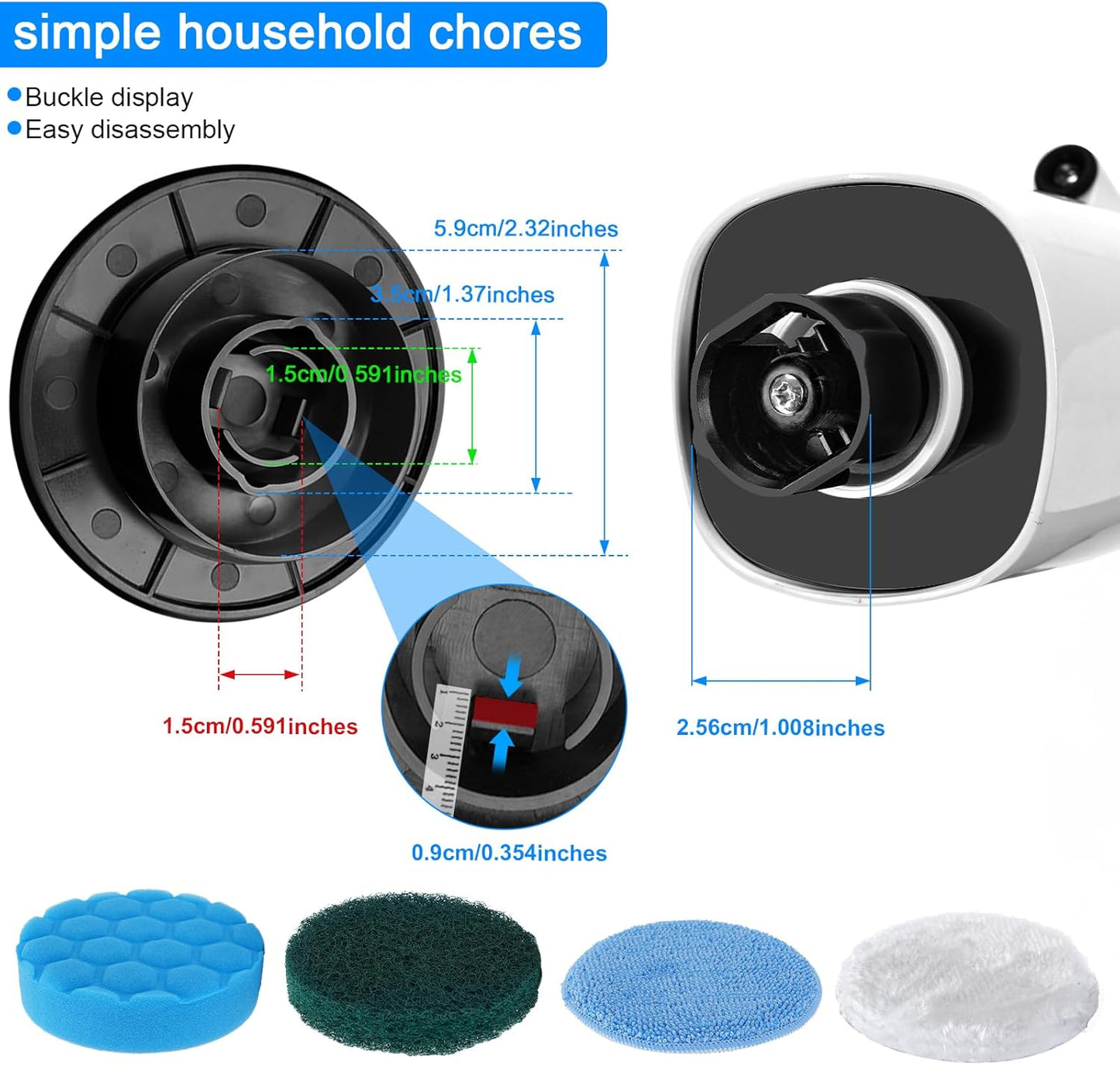 Electric Spin Scrubber Brush Heads Set, 12 Pack Replaceable Brush Heads for Cordless Power Scrubber, for Household Cleaning Brushes Kitchen Bathroom Floor Tile Car