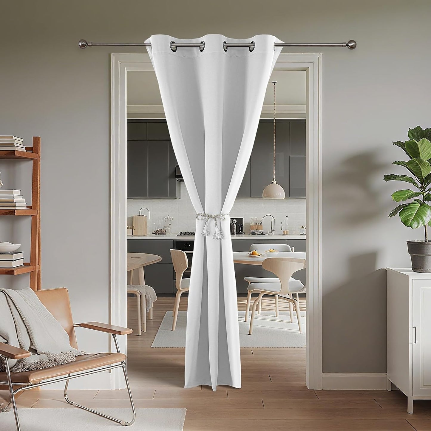 Joydeco Blackout Door Curtain for Doorway Privacy 78 Inches Long, Grommet Closet Curtain for Open Closet, Room Divider for Bedroom Living Room (Pure White, 40Wx78L, 1 Panel)