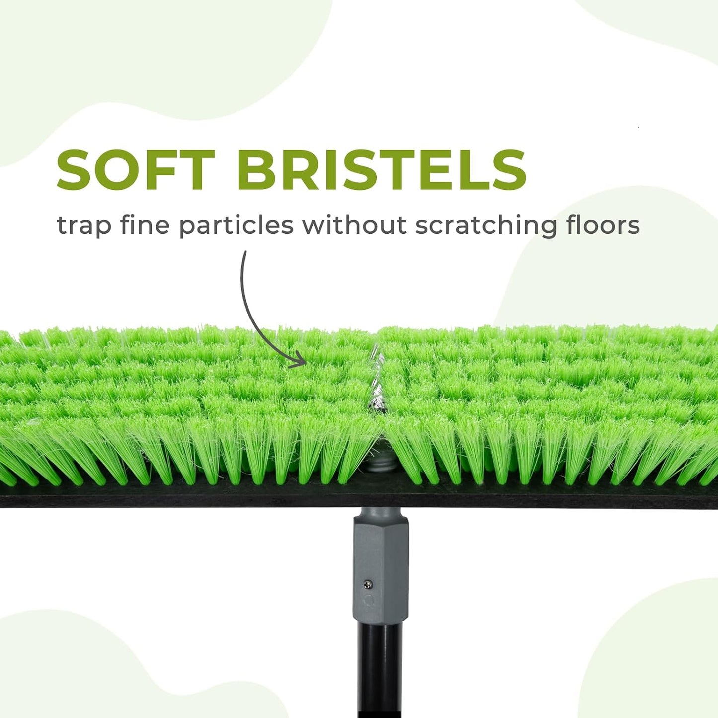 18” Indoor Shop and Garage Push Boom with Soft Bristles, Heavy Duty Brush Broom with 59” Long Handle for Commercial & Residental Floor Cleaning Sweeping