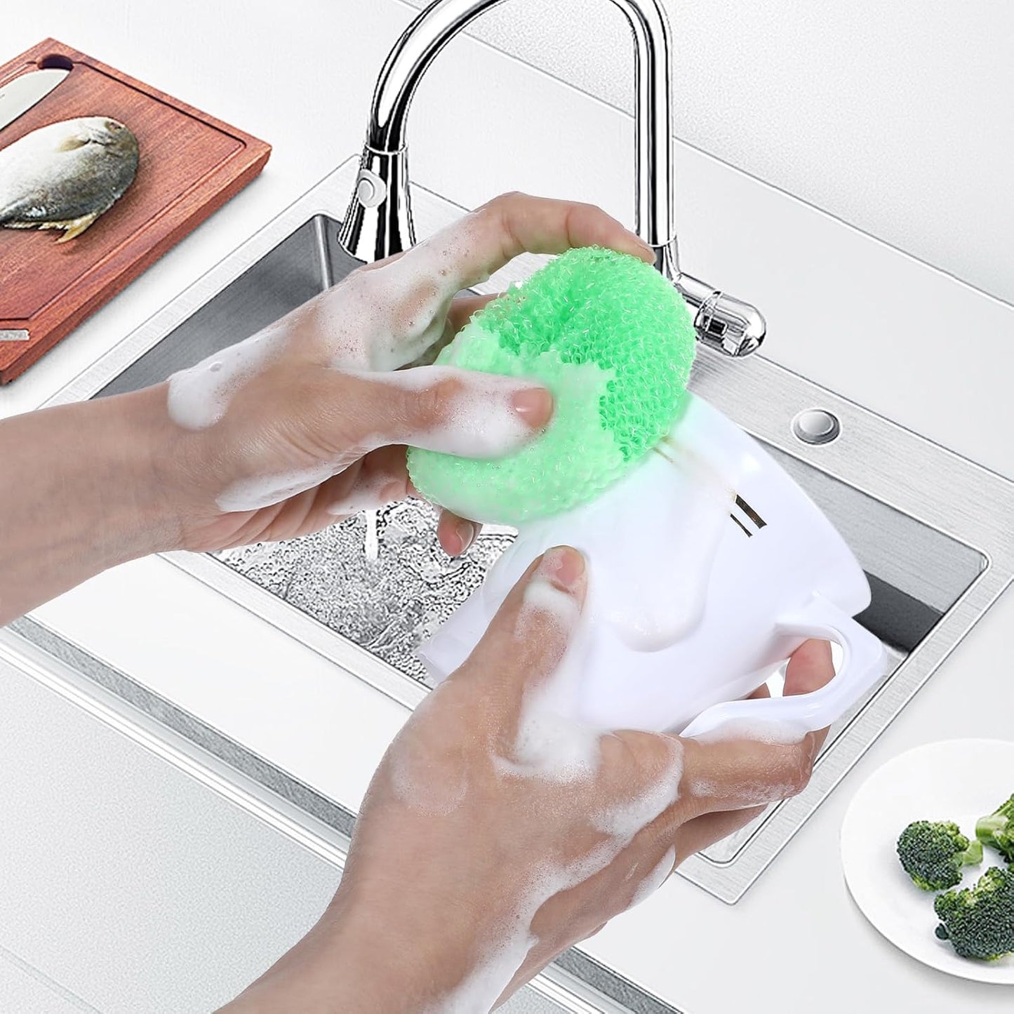 100 Pcs Plastic Scrubbers for Dishes, Round Pot Scrubbers for Kitchen Non Scratch Scouring Pads 3.35" Nylon Mesh Dish Scrubber Reusable Poly Mesh Scouring Dish Pads for Household Cleaning