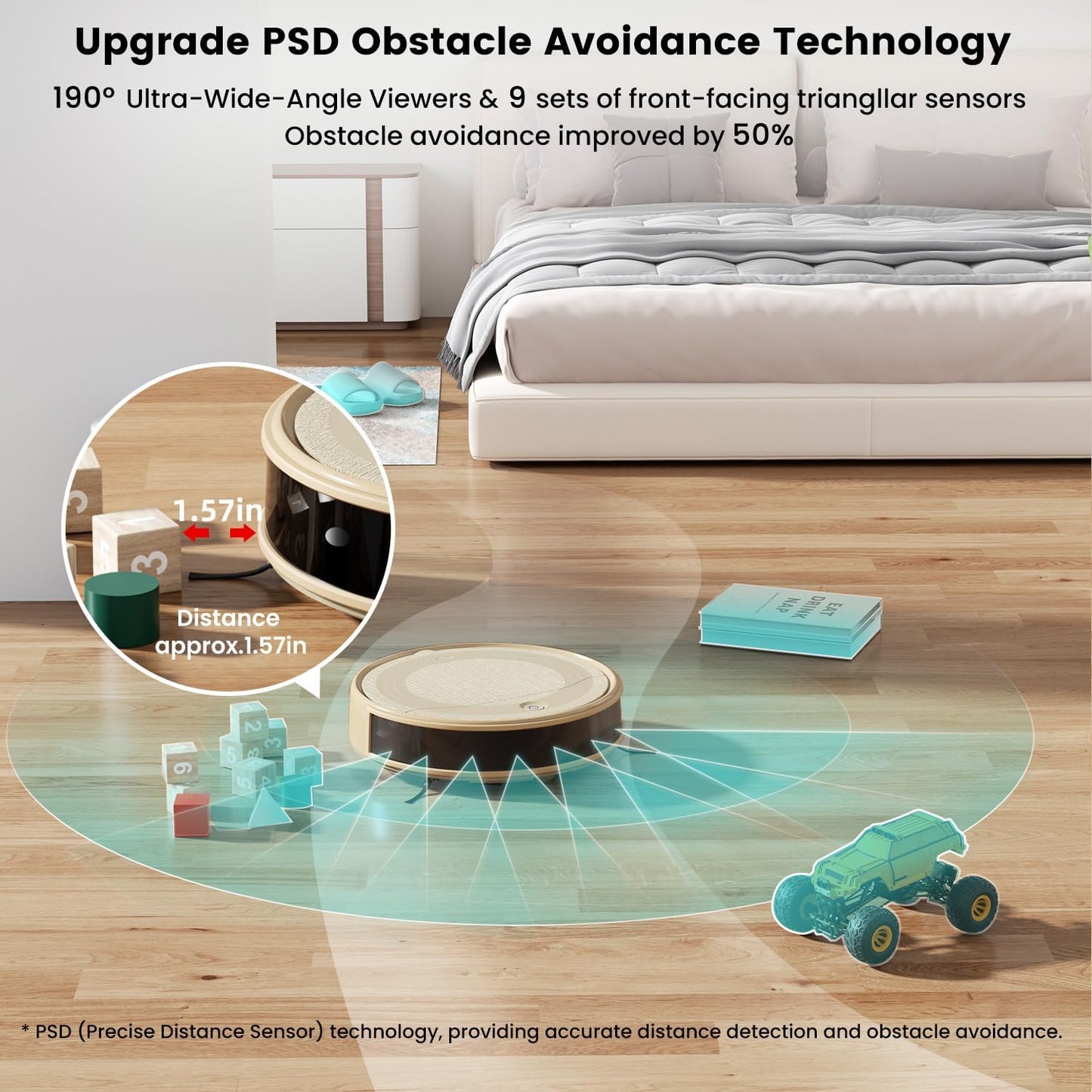 Lefant M310 Robot Vacuum Cleaner, 4500Pa Strong Suction with PreciSense Avoiding, Slim, Self-Charging, 160Mins Runtime, App/Wi-Fi/Alexa, Ideal for Pet Hair & Hard Floor Cleaning