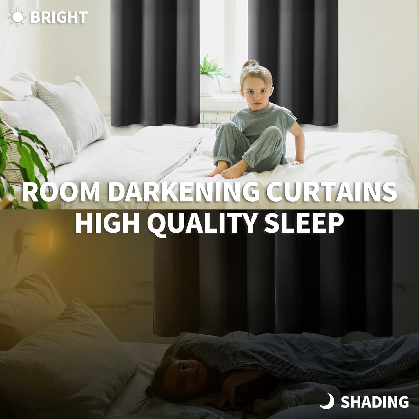 BGment Small Blackout Curtains 36 Inch Length for Kitchen Window Over Sink - Dark Grey Cafe Drapes Half Window with Rod Pocket for Rv Bathroom, 2 Panels, 34 x 36 Inch