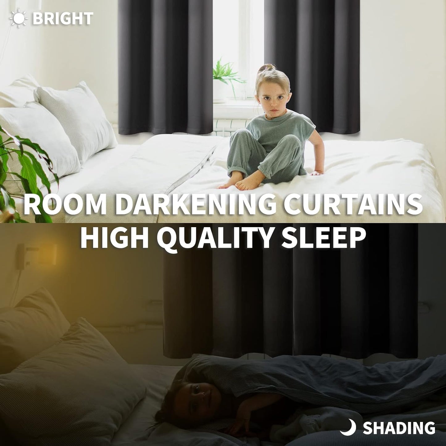 BGment Short Blackout Curtains 36 Inches Length - Rod Pocket Thermal Insulated Room Darkening Window Drapes for Kitchen Bedroom Bathroom, Dark Grey, 2 Panels, 42 x 36 Inch