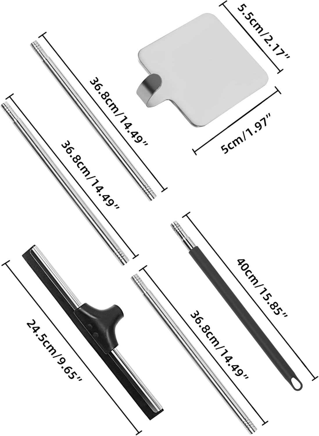 Floor Squeegee Scrubber 59" Long Stainless Steel Handle with 10" Wide Silicon Rubber Blade for Floor Washing and Drying Shower Glass, Garage, Windows, Marble, Wood Surfaces