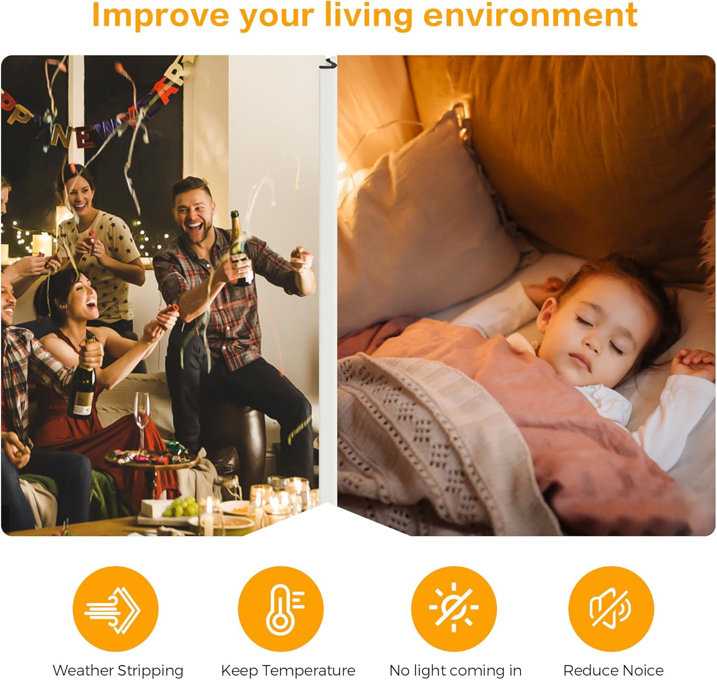 Ravinte Weather Stripping Door Seal Strip Soundproof "Q" Foam Weather Stripping for Door Frame, Exterior Door Weather Stripping for Large Gap, Easy to Install（White, 28FT)