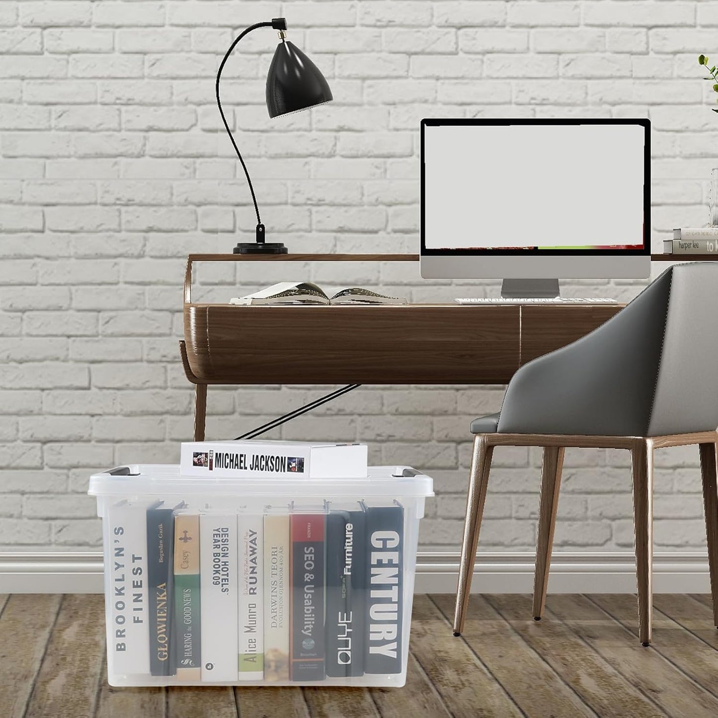 Pekky 34 Quart Clear Storage Bins with Lid, 4 Pack Latching Box Totes