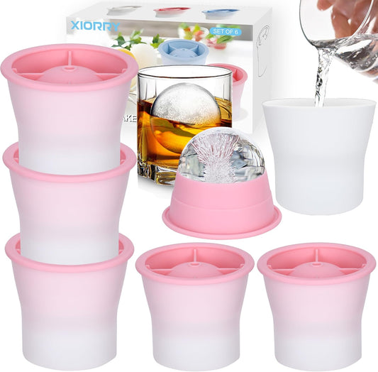 Round Ice Cube Molds 6 Pieces, Silicone Sphere Ice Mold Maker, Stackable Easy Release Circle Ice Cube Mold with Lids, Spherical Ice Makers with Lids for Whiskey, Cocktails, Bourbon, and Drinks