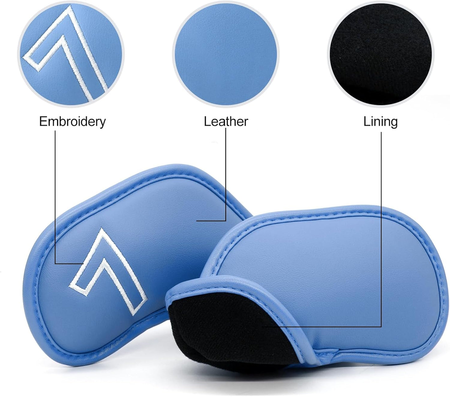 Montela Golf Iron Covers,Golf Iron Head Covers Leather Golf Iron Covers Set 9pcs Golf Iron Headcovers,Golf Club Head Covers for Iron Club Fit All Brands Titleist,Callaway,Taylormade