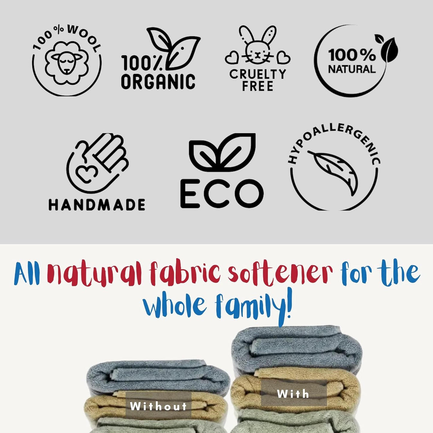 Wool Dryer Balls Organic Premium | Handcrafted Puppy Dog Face Design | 6 Balls XL, Ethically & Humanely Made, Natural Fabric Softener, Laundry Dryer Balls Reusable, Wrinkle Release