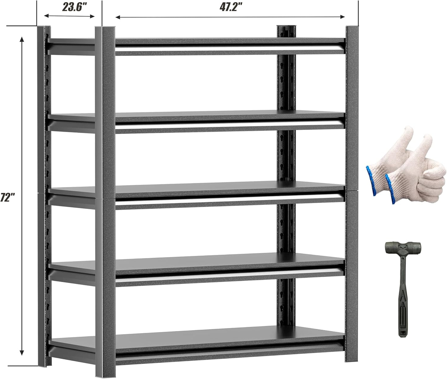 4 Pieces Garage Shelving,5 Tier 72"X47.2"X23.6"Inches,Storage Shelves Heavy Duty Thickened Metal Shelves Shelving Units and Storage,Garage Shelves Unit for Basement Metro