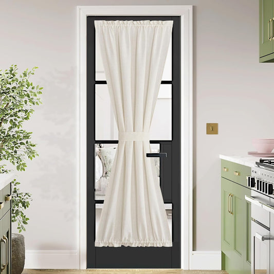 NICETOWN French Door Cover for Kitchen Window, Rod Pocket Front Sidelight Curtain for Back Front Glass Door Window, Linen Sheer Curtain 72 inch Long, 1 Panel, Linen, 36" Wide