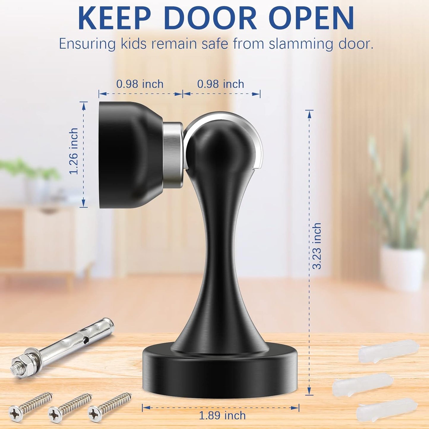 Magnetic Door Stop Stainless Steel，Door Stopper, Heavy Duty for Various Door Types, Keep Your Door Open, Wall Mount Door Holder/Catch
