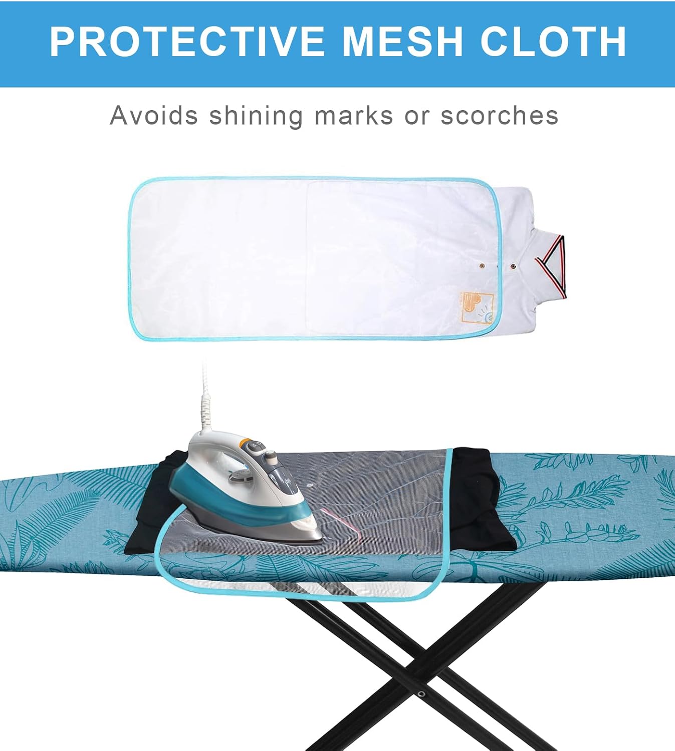 Ironing Board Cover for 18" x 49", Extra-Wide Pad with Elastic Edge, Thick Padding, Anti-Scorch, Bonus Mesh Cloth