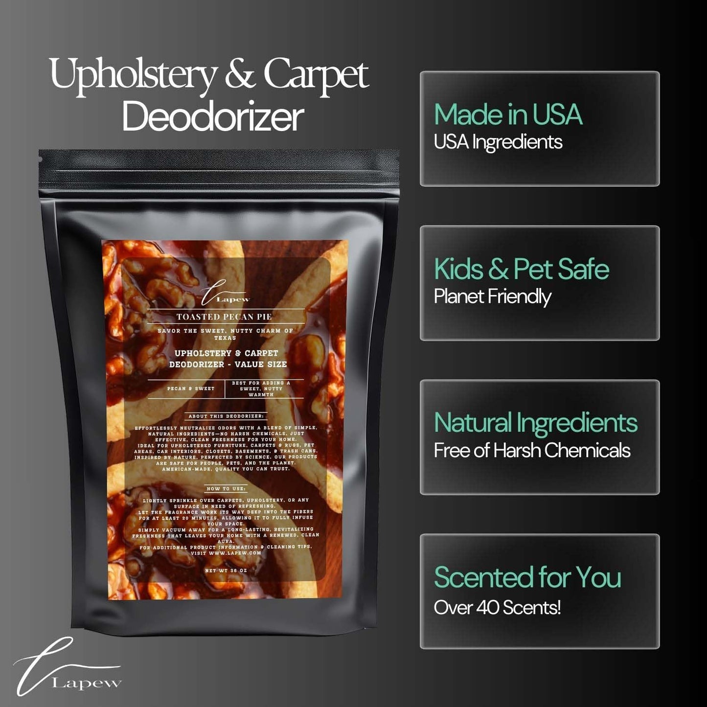 Toasted Pecan Pie Carpet Freshener Powder Refill 36 oz | Powerful Odor Eliminator for Home | Upholstery Deodorizer | Carpet Deodorizer | Pet Urine | Cat Litter Box