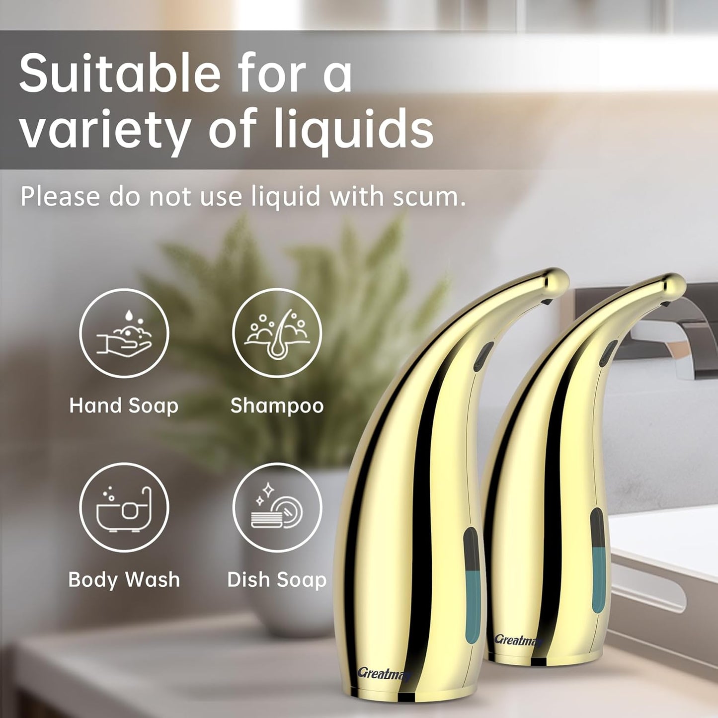 Adjustable Automatic Soap Dispenser Touchless, 4 Adjustable Levels Touchless Sensor Liquid Soap Pump Dispenser，300ml Rechargeable Magnetic Charging Hand Soap Dispenser for Kitchen，Bathroom