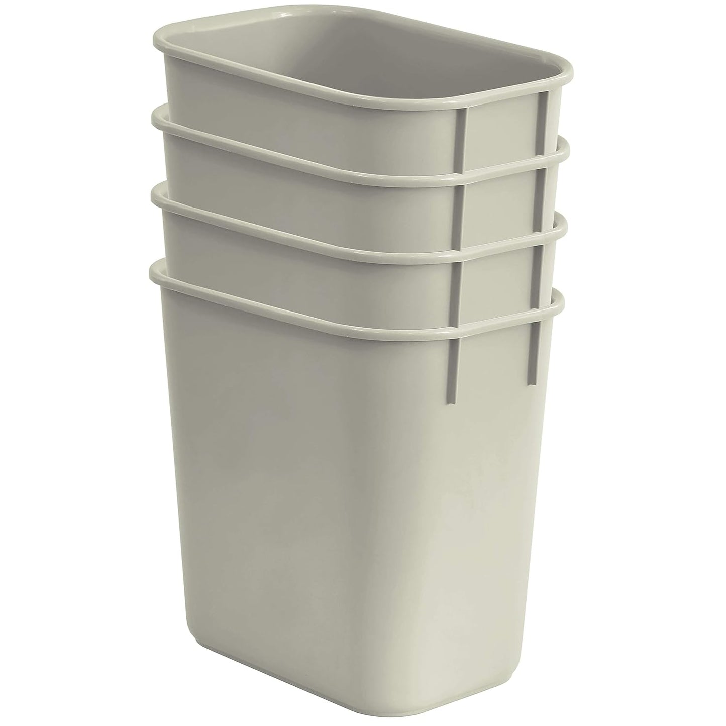 Acrimet Wastebasket, Deskside Bin, 3.25 Gallon/13 Quart/ 12 Liter (Plastic) (Light Gray Color) (Set of 4)