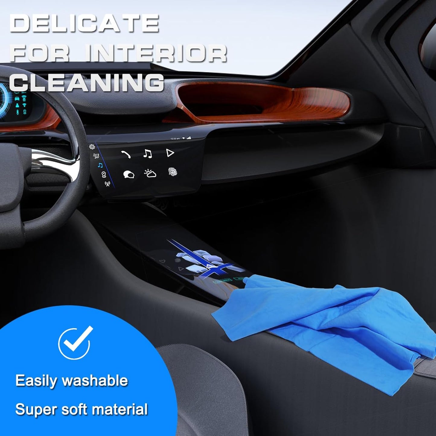 JOYFUL&HOPEFUL Car Shammy Cloth for Cleaning 4pk,26"x17",Absorber Synthetic Drying Chamois for Car,Reusable,Ultra Soft,Spot-Free,Scratch-Free,Lint-Free Chamois Towel