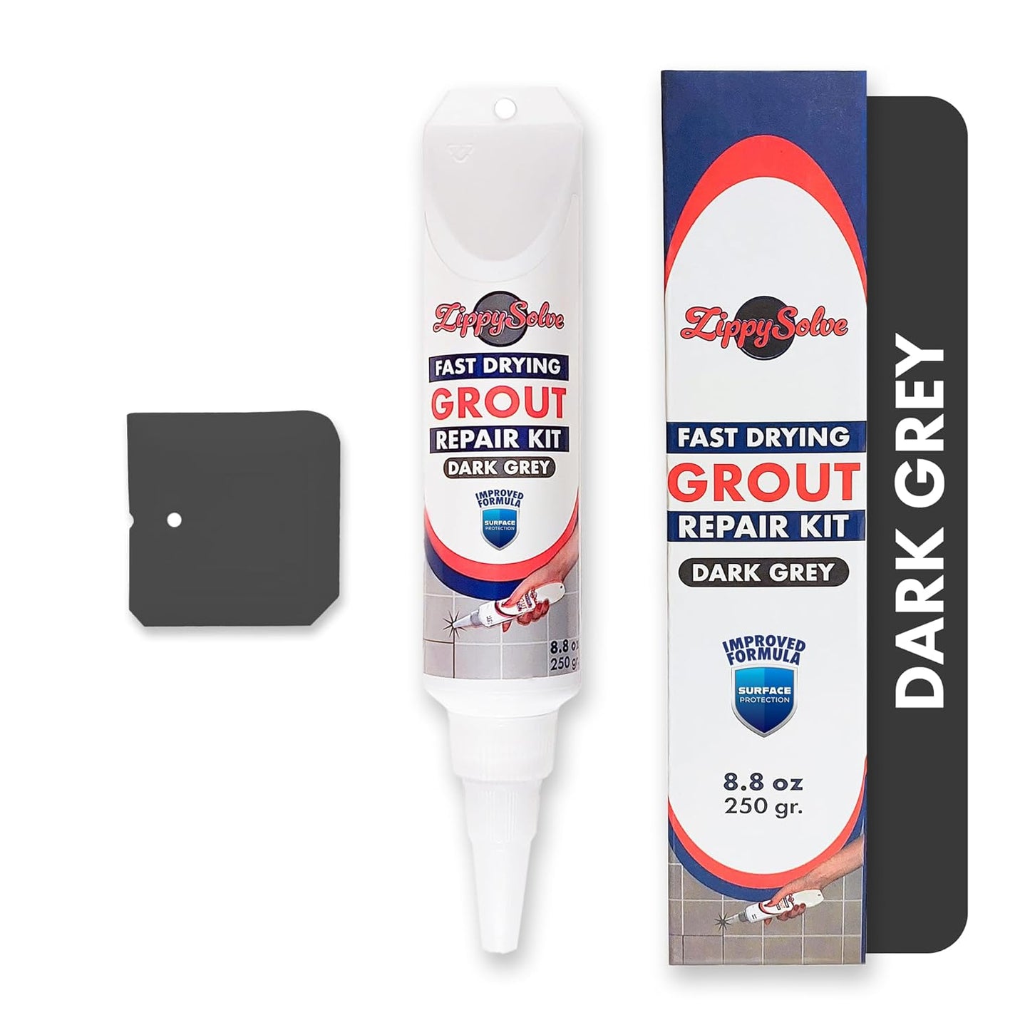 Tile Grout, Repair Kit, Restore & Renew Tile Joints Line, Fast Drying Tile Grout Paint Squeeze Tube for Bathroom Shower Kitchen Floor, Waterproof (8.8 oz, Dark Grey/Anthracite)