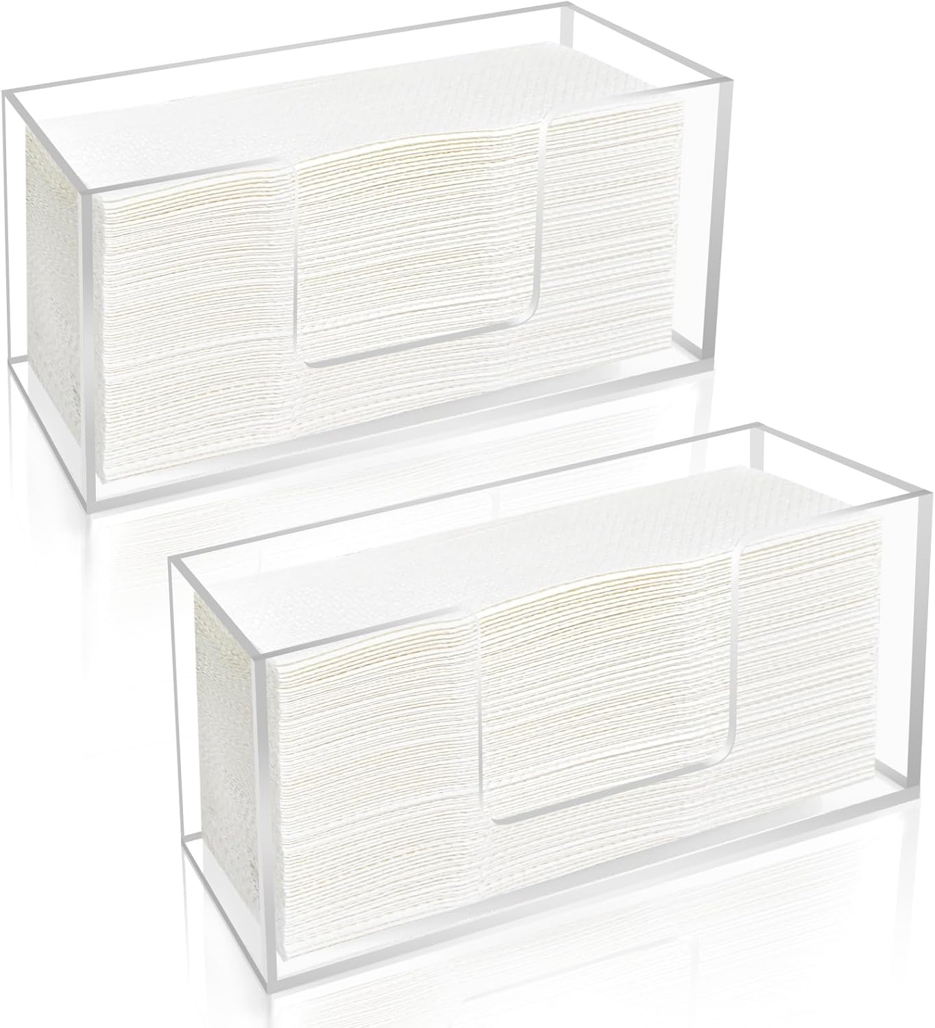 2Pack Acrylic Paper Towel Dispenser, Napkin Holder for Bathroom, Kitchen & Countertop – Paper Towel Holder Z-Fold/C-Fold/Multi-Fold Holder, Shatter-Resistant & Space-Saving (2)