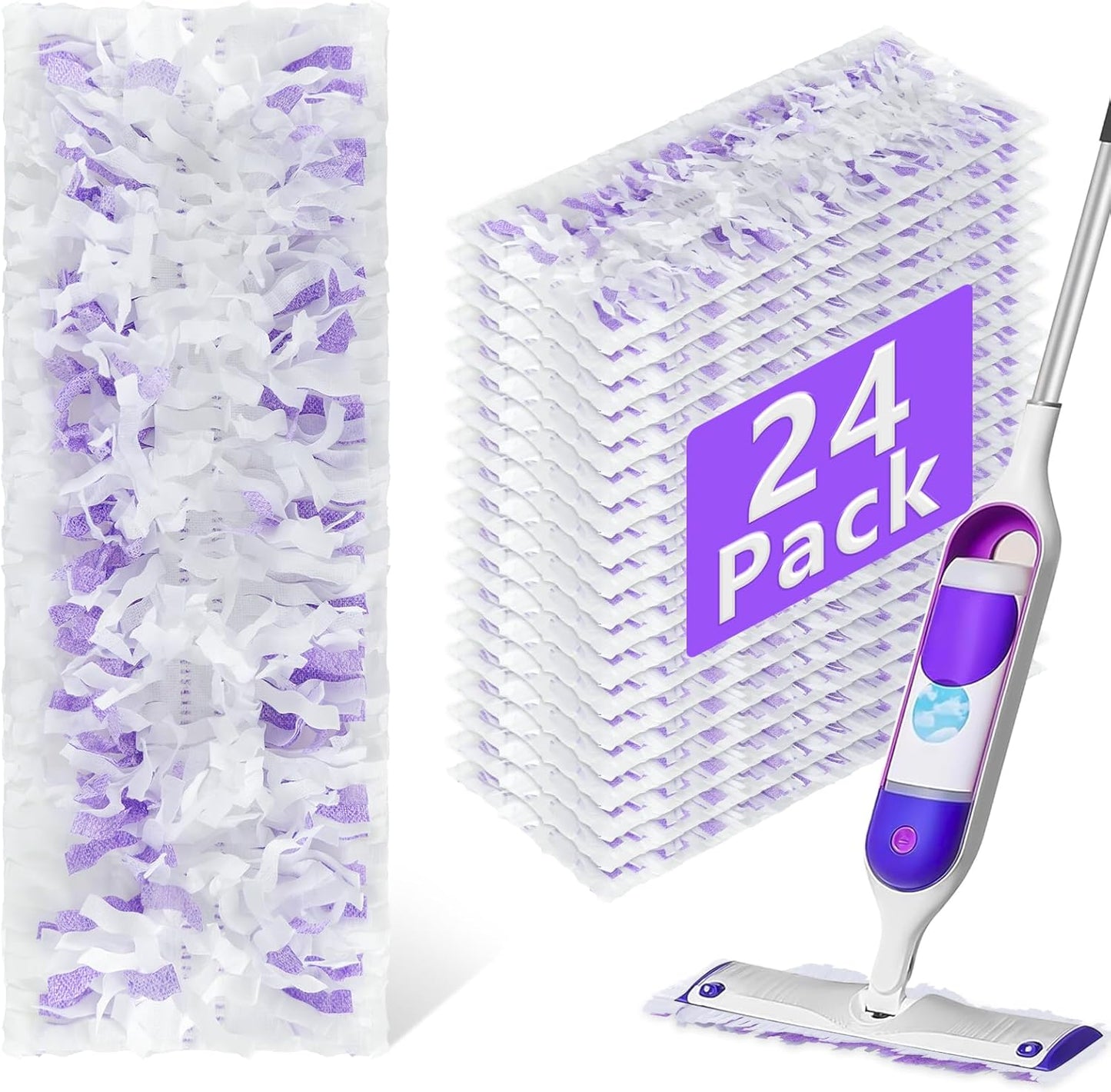 24 Pack Disposable Power Mop Refills Pads Compatible with Swiffer Power Mop,Spray Wet Pads Refill,Disposable Spray Mopping Pads Refills for Multi-Surface Floor Cleaning