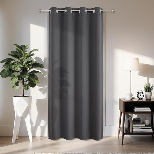 Joydeco Blackout Door Curtain for Doorway Privacy 90 Inches Long, Grommet Closet Curtain for Open Closet, Room Divider for Bedroom Living Room (Grey, 52Wx90L, 1 Panel)