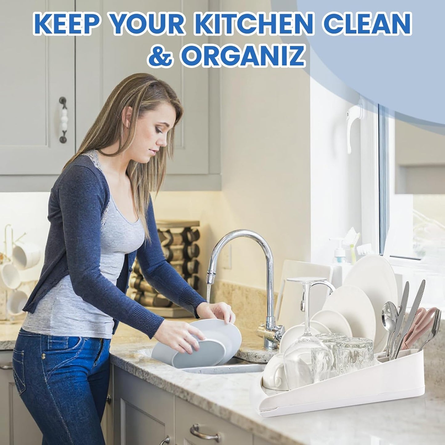 Dish Drying Rack - Plastic Corner Kitchen Dish Drying Rack,Multipurpose Sink Counter Storage Rack for Household