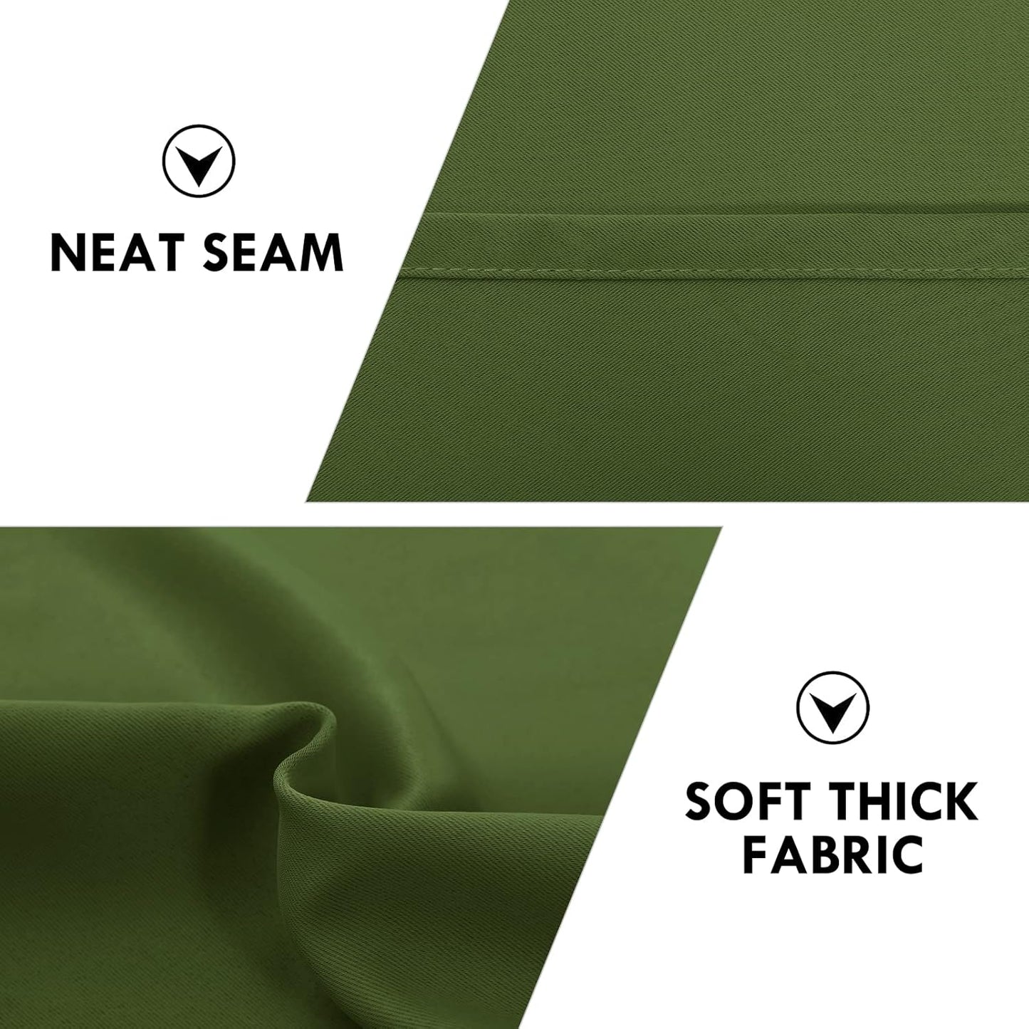 DWCN Olive Green Room Darkening Blackout Curtains - Thermal Insulated Privacy Energy Saving Window Curtain Drapes 38 x 72 inch Length, Set of 2 Bedroom Living Room Curtains