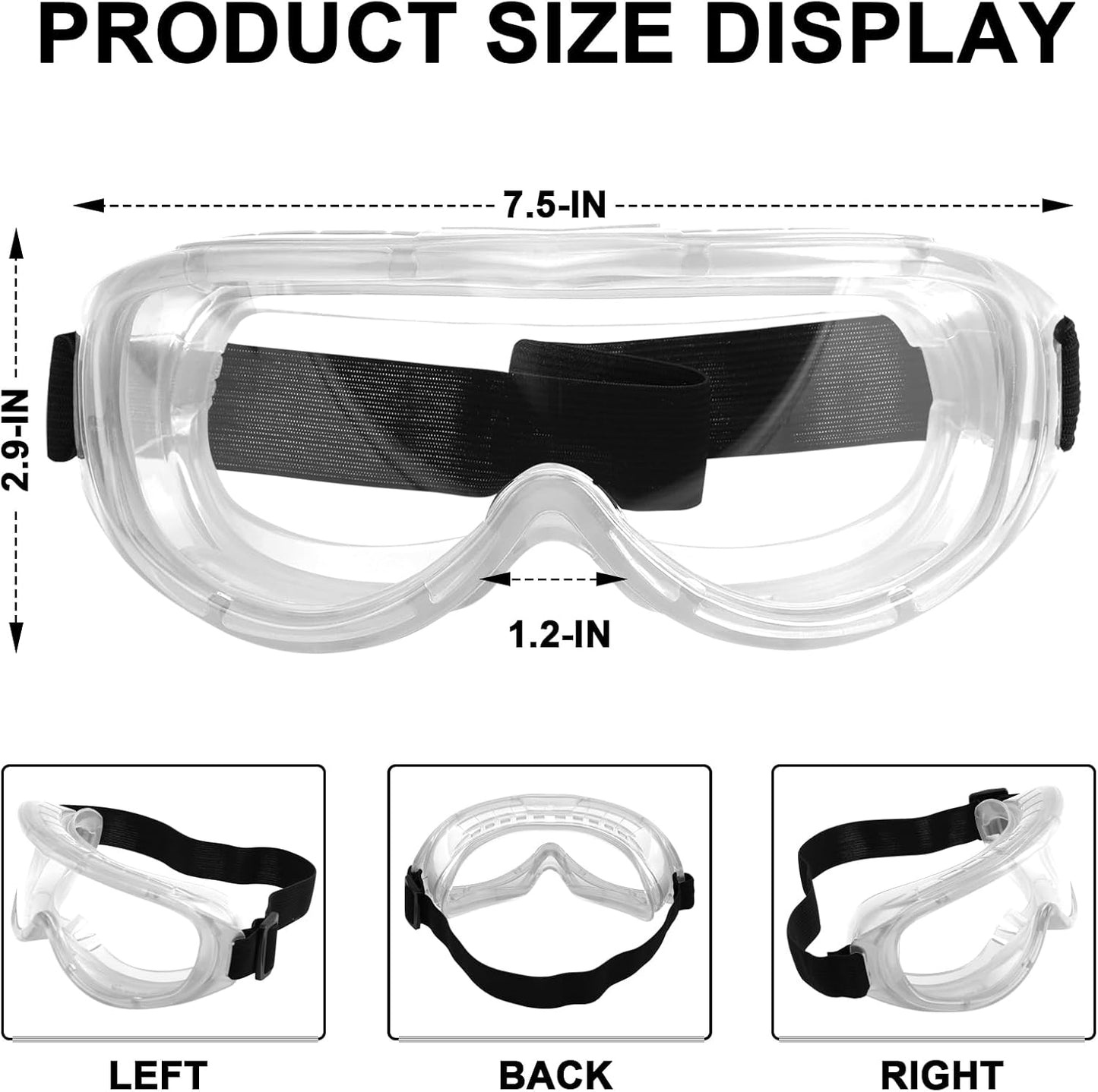 OXG 6 Pack Protective Safety Goggles Anti-Fog, Adjustable Chemical Splash Eye Protection Science Lab Goggles for Women Men