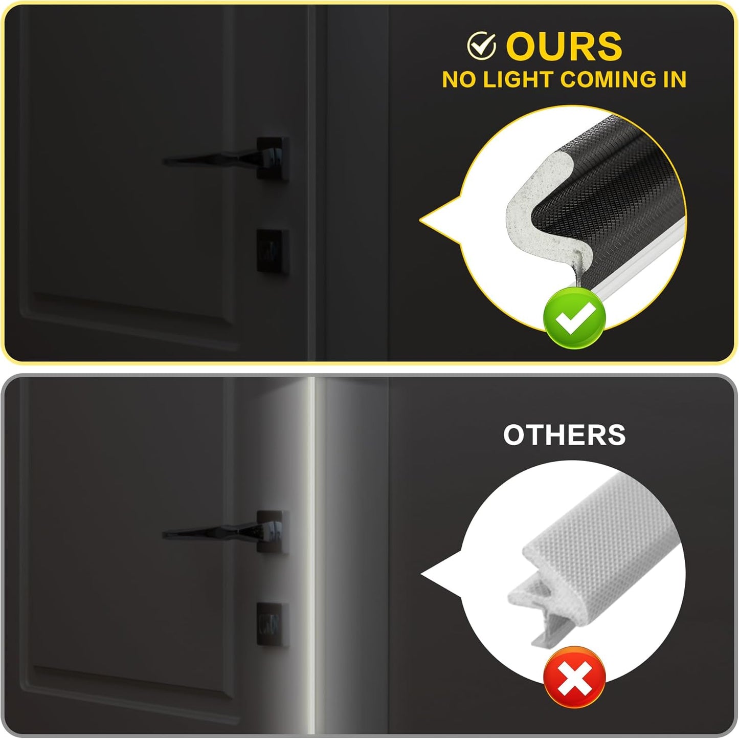 Weather Stripping Door Seal Strip - Soundproof Q-Shaped Foam for Exterior Door Frame, Large Gap Seal, Noise Cancelling, Easy to Install (Black, 30FT)