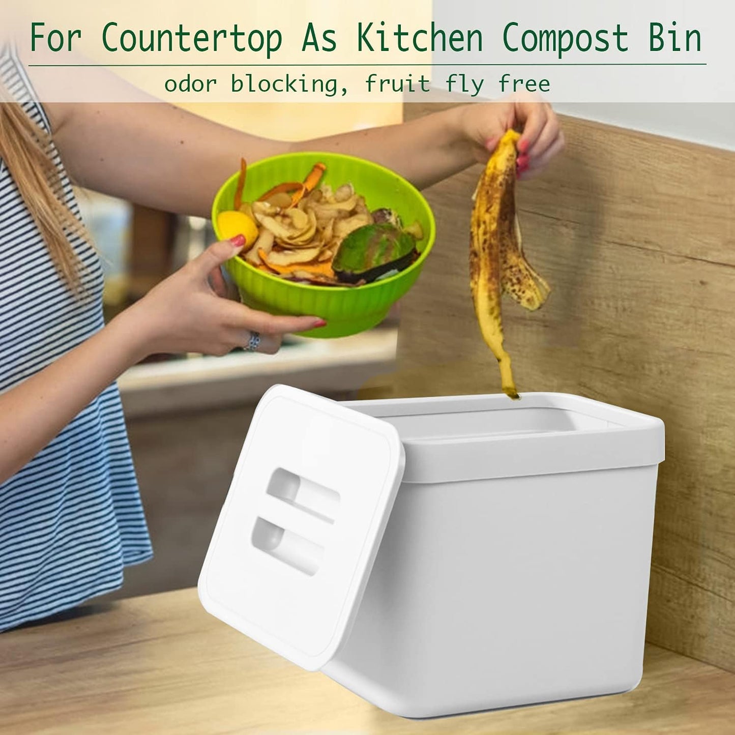 LALASTAR Trash Can with Lid, Wall-Mounted Under Sink Small Garbage Can for Kitchen, Bathroom, Hanging Plastic Trash Can, 1.8 Gallon, White