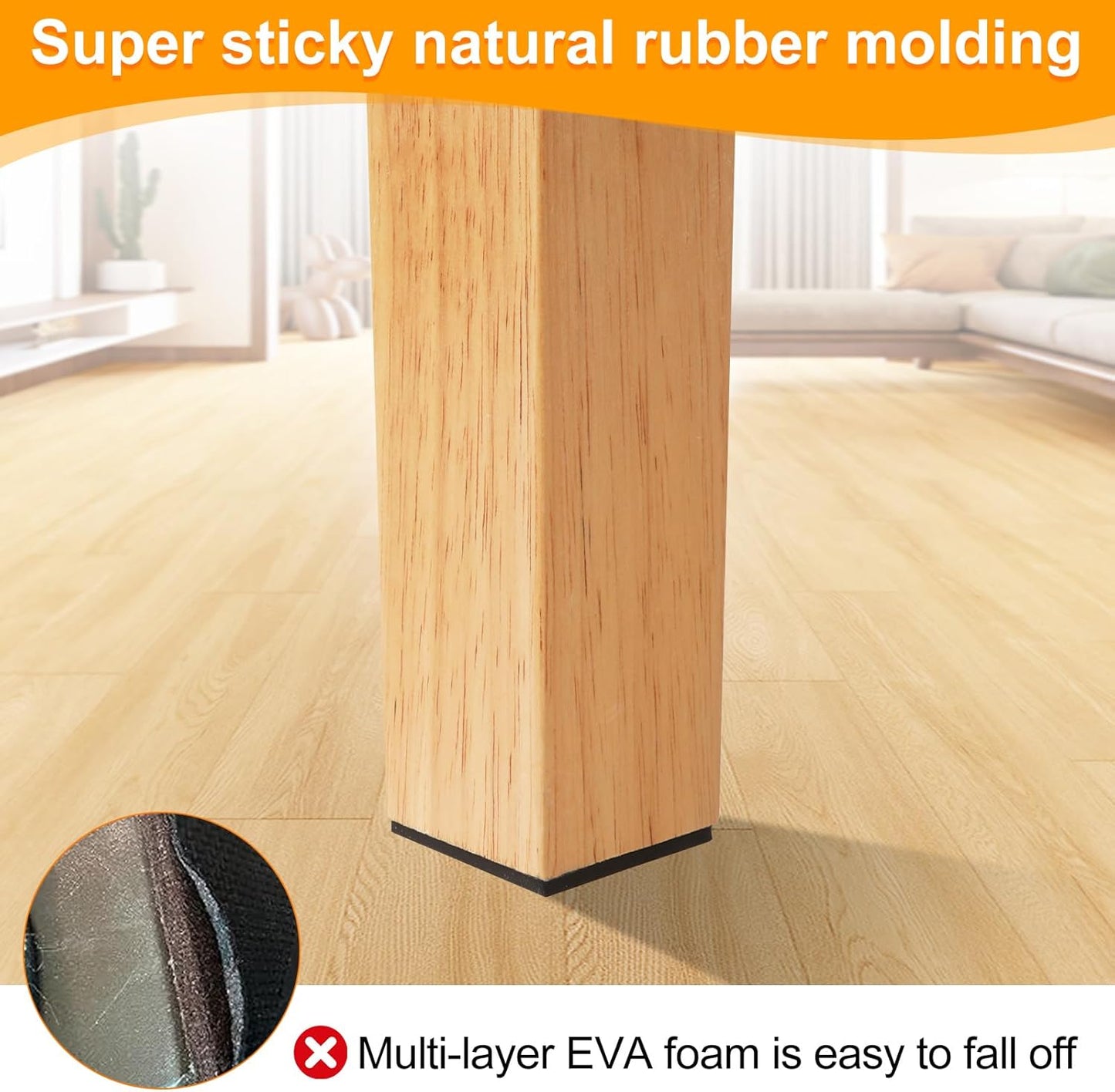 CHUNZEXI Non Slip Furniture Pads - 12 Premium Furniture Grippers Self Adhesive Rubber Furniture Feet, Anti Slide Furniture Hardwood Floor Protector for Keep Couch Stoppers (3 inch Square)