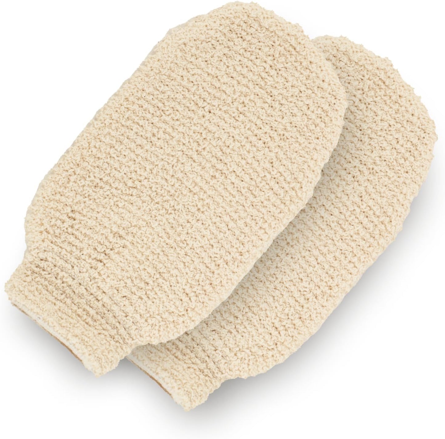 GUARD&MARINE Natural Shower Mitts - Hemp Bath Gloves for Skin Exfoliation, Mitt Washcloth for Body Scrub and Cleansing - Soft Loofah for Men and Women - Set of 2 Wash Mittens