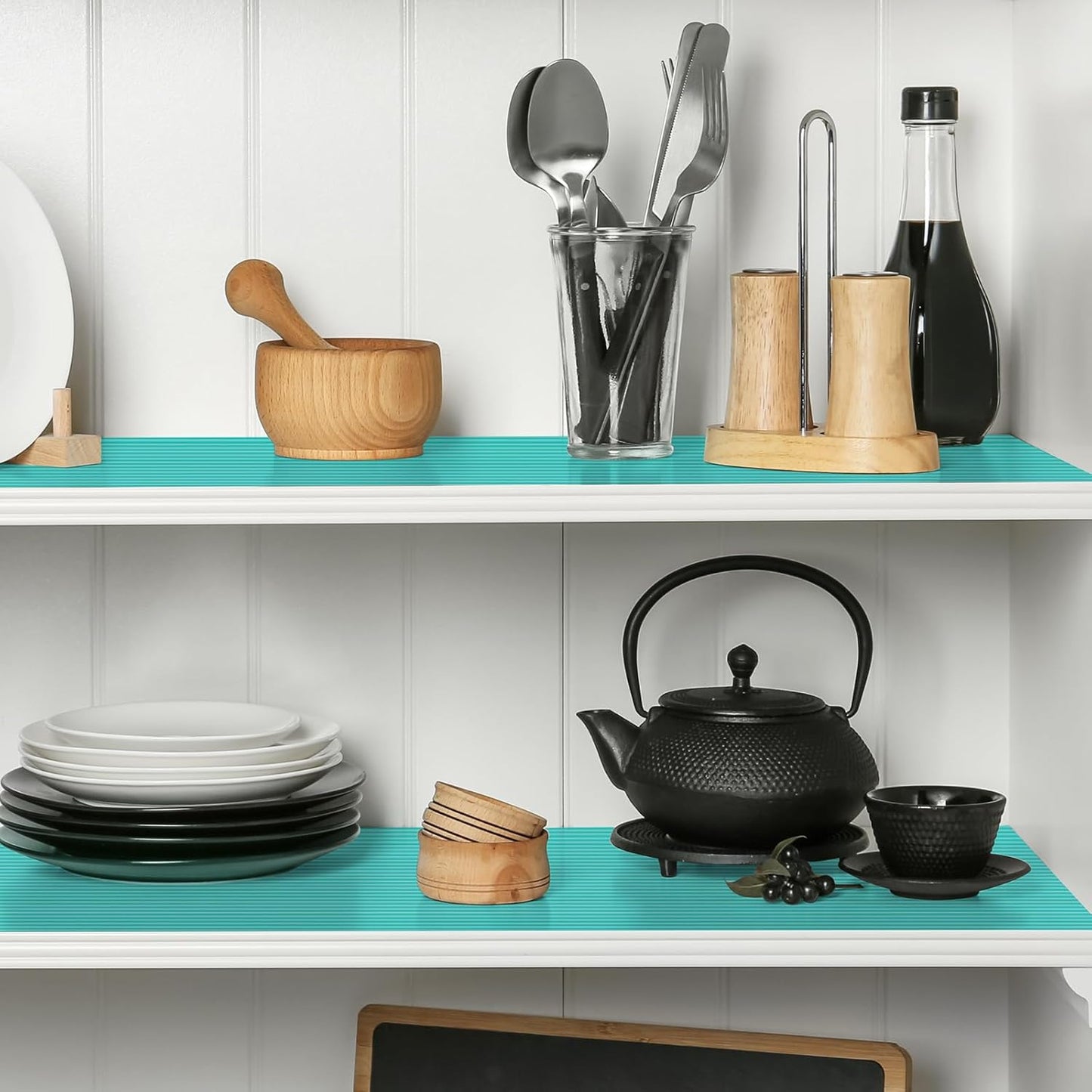 Shelf Liners for Kitchen Cabinets Drawer Liner Non Adhesive Cupboard Mat EVA Material Waterproof Refrigerator Mats Washable Fridge Liner for Cupboard and Desks Liner Blue 17.3 x 236.2 Inches