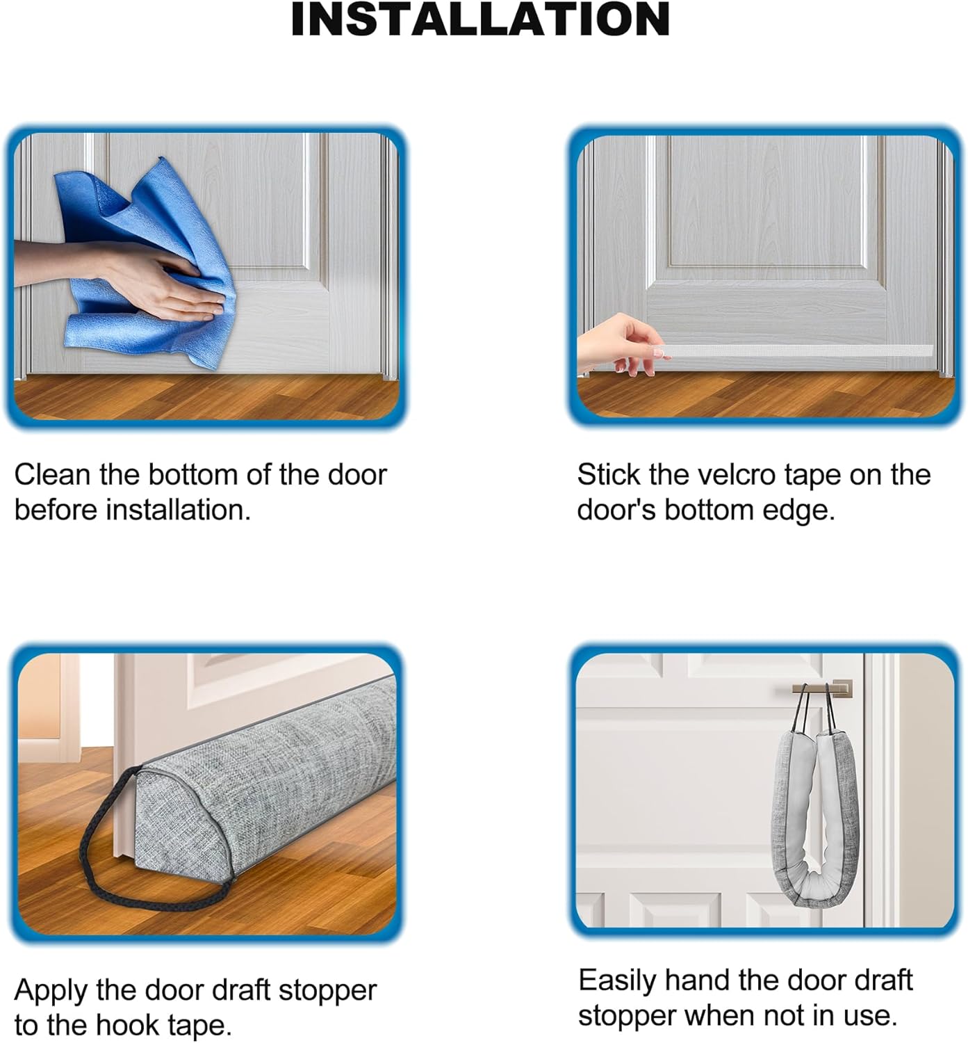 QUOLIX Triangle Under-Door Draft Stopper, 32" Noise Blocker, Weighted Weather Stripping, Gray Cotton & Polyester, Multi-Function Noise & Light Blocker,Gray