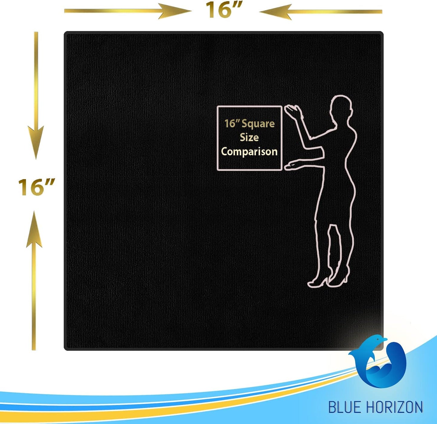 Blue Horizon Microfiber Cleaning Towels, 36-Pack Reusable Shop Towels, Ultra Soft Plush Wash-Cloths, Microfiber Detailing Cleaning Cloths for Car, Household and Commercial (Black, 16" x 16")