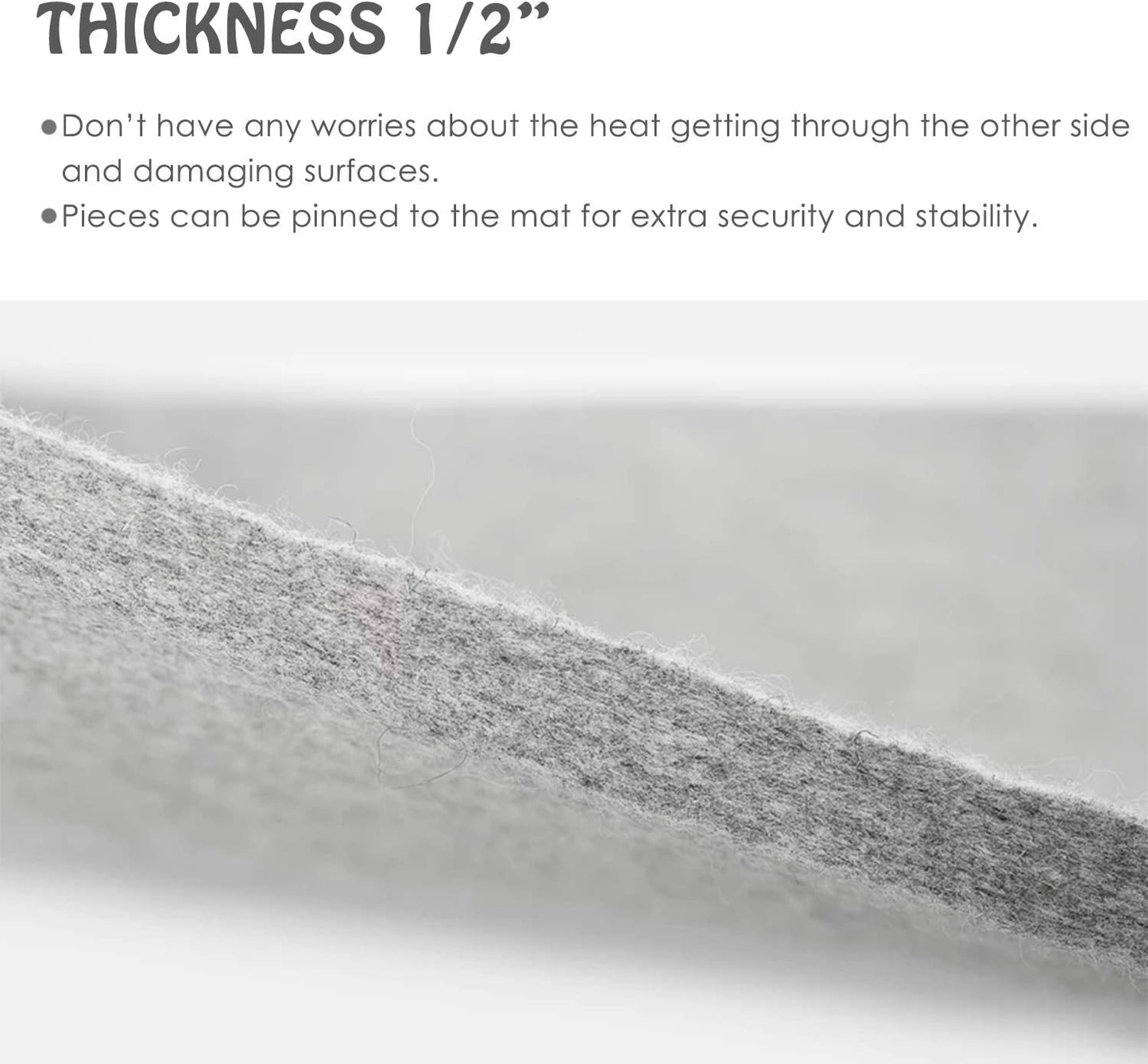 Wool Pressing Mat for Quilting - 17" x 24" Extra Large Felt Ironing Pad 1/2" Thick, 100% New Zealand Wool for Ironing, Sewing, Cutting on Ironing Board, Tabletop, Dryer, Countertop