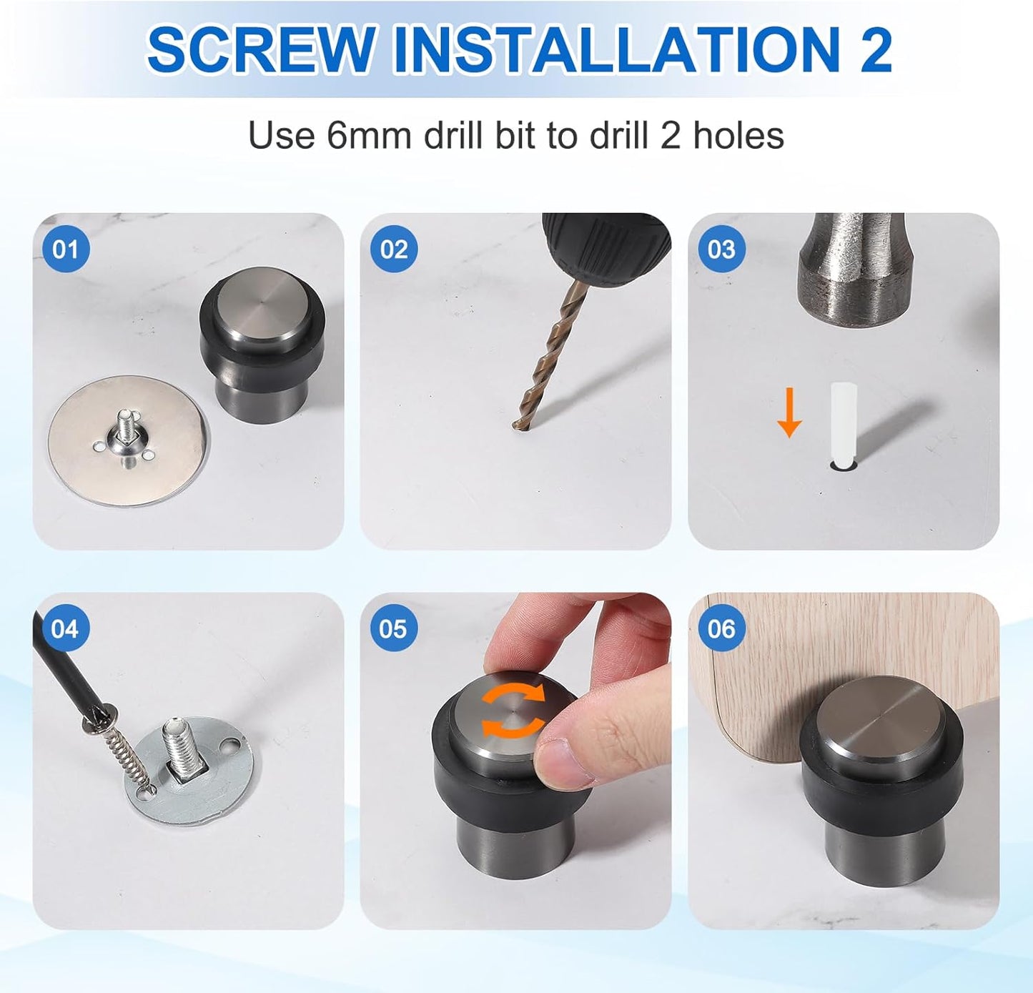 PATIKIL 2Set Round Door Stoppers, 80mm Stainless Steel Door Stop Doorstop Wedge Metal Cylinder Self Adhesive with Screw for Bottom of Door Floor Inside, Bronze