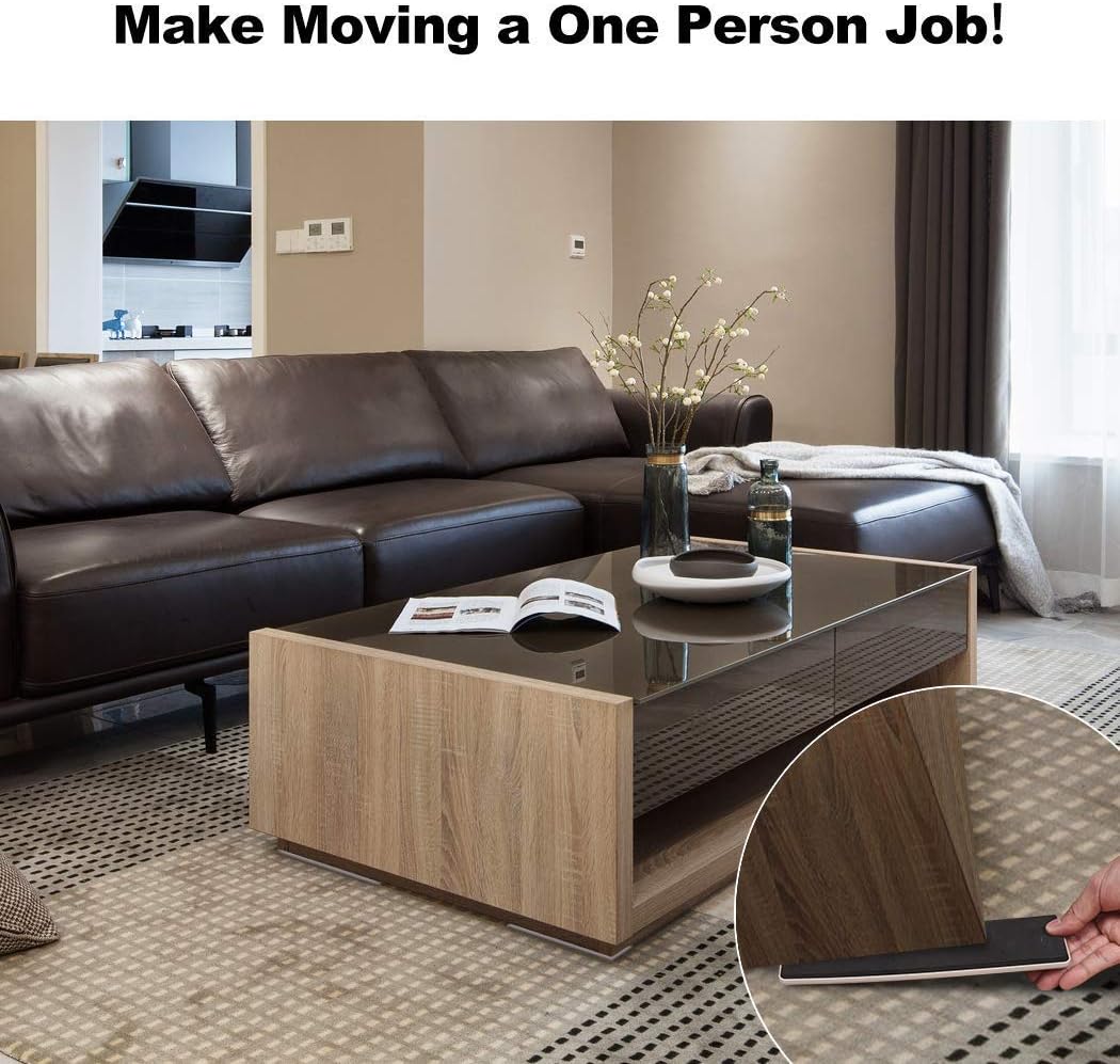 Ezprotekt 4 Pcs Rectangle Reusable Furniture Movers Sliders for Carpet, 9" x 2.5" Rectangle Furniture Moving Pads Carpet Sliders for Heavy Sofa Bed Fridge, Move Items Easily and Quickly (Beige)