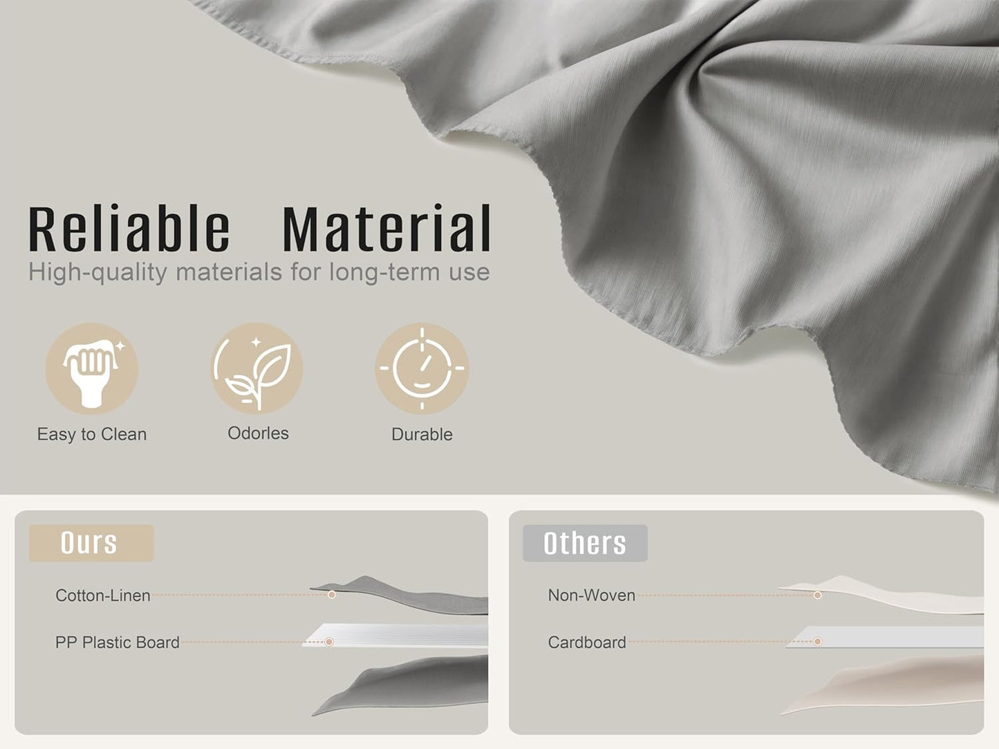 3 Pack Fabric Storage Bins for Shelves | 16.25x12x10in Closet Storage Baskets | Collapsible Storage Bins |Fabric Closet Organizers with Handles | Grey