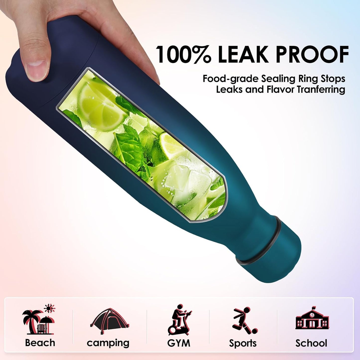 25oz Cola-Bottle Shaped Stainless Steel Leak-proof Water Bottle,Double Wall Vacuum Insulated Metal，Travel Mug For Sports Indoors & Outdoors,BPA-Free Kids Flasks,Dark Night(1 Pack)